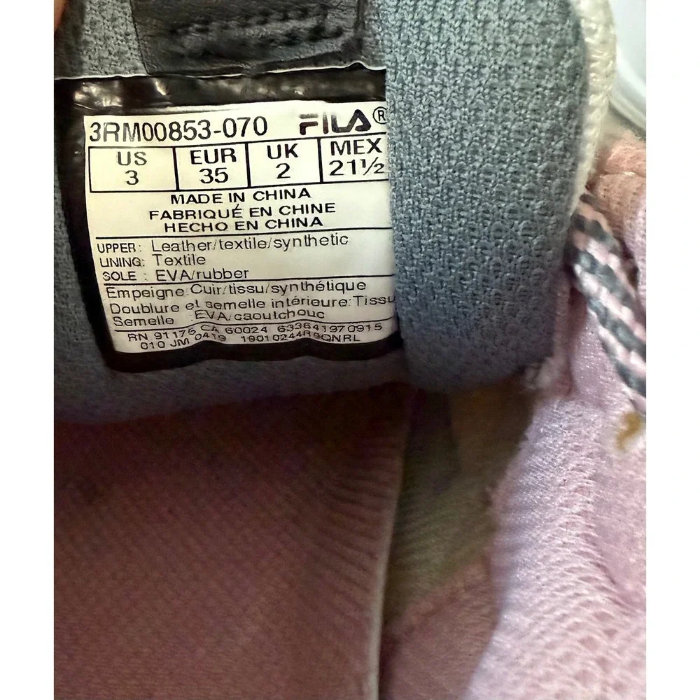Fila Kids Chunky Sneakers Pink Grey‎ White Lace Up Athletic Shoes Size 3